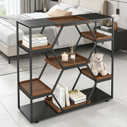 Geometric Metal Wood Display Shelf
