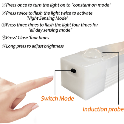 💡Wireless Motion Sensor LED Light Bar - Rechargeable & Magnetic Under Cabinet Lighting - Ultra-Thin Stick-on Night Light for Kitchen, Wardrobe, Stairs & Hallway (No Drilling Required)